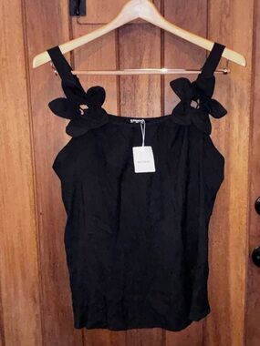 Black Floral Strap Tank Top